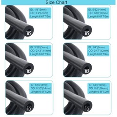 Silicone Vacuum Hose Kit 6PCS 6.6FT 1/8&Prime; 5/32&Prime; 3/16&Prime; 1/4&Prime; 5/16&Prime; 3/8&Prime; 6.6FT 6PCS