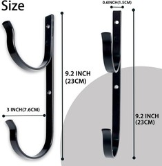 2 Pcs Set Pool Pole Hangers Heavy Duty Black Aluminium Holder with Screws