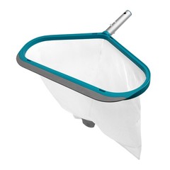 Teal & Gray Pool Leaf Rake with Aluminum Frame and Tab Easy to Empty Debris