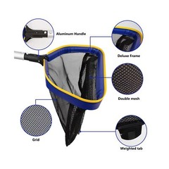 Poolvio Pool Deep Skimmer Net with 3ft – 10ft 1.0mm Thick Adjustable Telescop…
