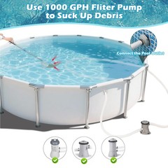 Above-Ground Pool Vacuum Cleaner with Telescopic Pole & 13ft Hose, Handheld Kit