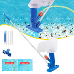 Swimming Pool Spa Suction Cleaner Cleaning Pond Tool Kit Brushes & Net Cordless