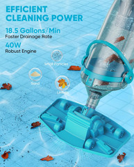 Cordless Pool Vacuum with Telescopic Pole, 18.5 GPM Powerful Suction, 1.5H Super