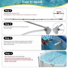Handheld Pool Vacuum for Above-Ground Pools, Telescopic Pole & 13ft Hose, Cleane