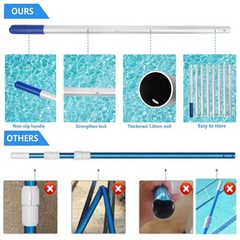 Poolvio Pool Deep Skimmer Net with 3ft – 10ft 1.0mm Thick Adjustable Telescopic