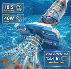 Aspiradora piscina inalámbrica 18.5GPM 60min telescópica spa portátil limpieza