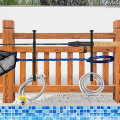 2Pcs Black Pool Pole Hangers, Adjustable Heavy Duty Swimming Pool Fence Hooks fo