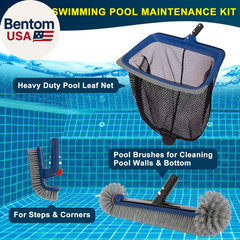 Deluxe Swimming Pool Cleaning Kit Including Pool Skimmer Net with Rubber Edge, 1