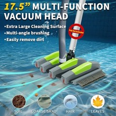 Heavy Duty Pool Vacuum Head with Soft Wheels, 17.5&Prime; Extra-Wide & 3.2LB