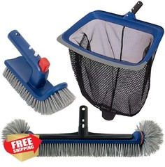 Pool Cleaning Kit Skimmer Net Brush Head Heavy Duty for Inground Above Ground