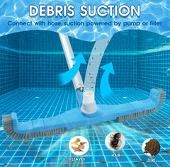 Cabezal Aspirador Piscina 2 en 1 de 20&Prime; con Cepillos y Conexión Giratoria, Nuevo