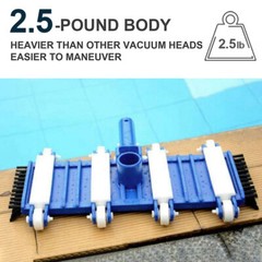 Pool Vacuum Head with Wheels, 14&Prime; Heavy Duty Head, Flexible Swimming Pool Vacuum