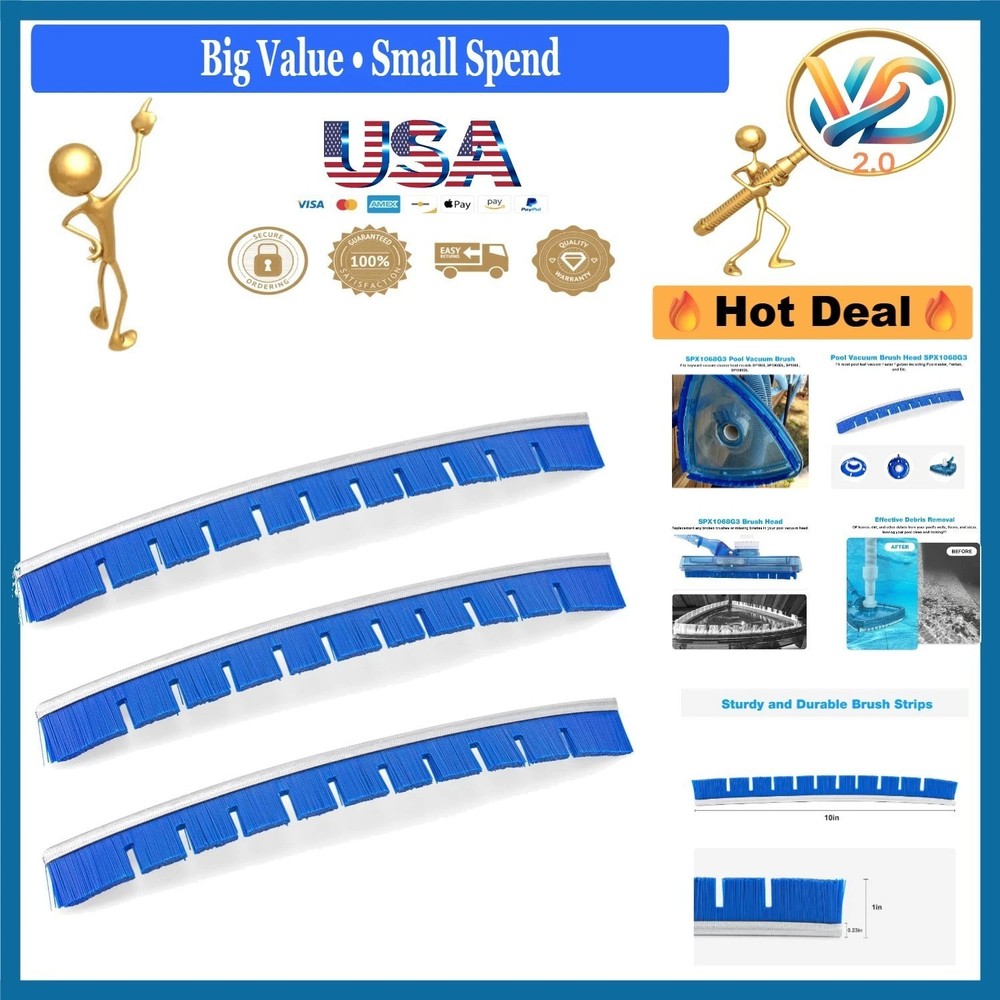 Pool Vacuum Brush Head Replacement for Hayward SP1068 SP1069 3 Pack