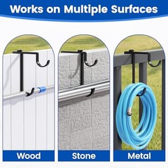 2pcs Double Pool Pole Hooks, Adjustable Thickened Panel Pool Fence Black