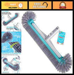 Heavy Duty 17.5&Prime; Swimming Pool Brush Head – Aluminum, Nylon Bristles, EZ Clips