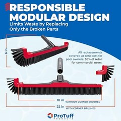 ProTuff 22&Prime; Pool Brush Head – Comes Sturdy Bristles, Tough on Algae, Dirt & 1