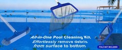 Fine Mesh Pool Skimmer Net & Pool Brush Kit, Durable Pool Cleaning Kit Includes