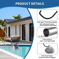 Adjustable 68&Prime; Pool Retrieval Hook & Aluminum Pole for Robotic Cleaners, Skimmer