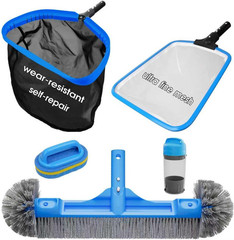 All-in-One Pool Cleaning Kit with Skimmer Nets, Brush, Floater & Scrubber