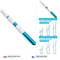 POOLWHALE Premium 15 Foot Telescopic Swimming Pool Pole, Adjustable 3 Piece E…