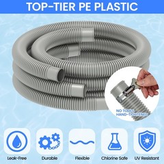 Heavy Duty Pool Hoses 1.25&Prime; x 59&Prime; – 3-Pack, UV Resistant, Leak-Proof with Clamps
