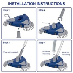 Pool Vacuum Head Weighted 8 Bottom Brushes 1-1/4 1-1/2 Swivel Hose Inground