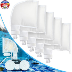 5 Pack Pool Cleaner Bags, Nylon mesh Replacement Bag, Bag White