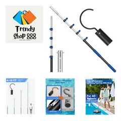16 Ft Telescopic Pool Pole with Robotic Pool Cleaner Hook, Extendable Aluminu…