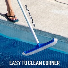 18 Inch Pool Brush Head Curved Ends Pool Broom Scrub Brush for Walls Bathtubs