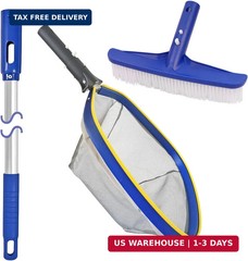 Poolvio Swimming Pool Cleaning Kit, 14 » Brush Head & 50 » Telescopic Aluminum P