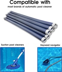 Heavy Duty Pool Cleaner Hose – 8 Piece 26ft, Flexible Polypropylene, Gray/Blue