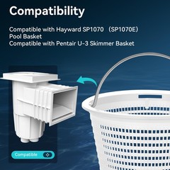 HeavyDuty Pool Skimmer Basket with Stainless Steel Handle, Fits Hayward &