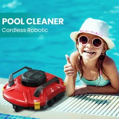 Automatic Pool Vacuum Cleaner Robotic Cordless WIth Dual-Motors LED Indicator