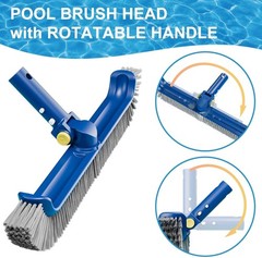 Heavy-Duty 17.5&Prime; Pool Brush with Rotatable Handle for Inground & Vinyl Pools
