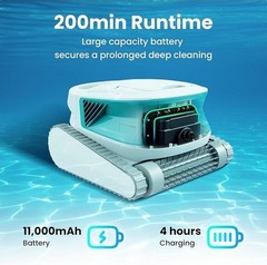NIB Chasing Hydro 3 Cordless Pool Cleaner 200 mins Runtime Robot Vacuum Inground