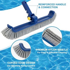 Heavy-Duty 17.5&Prime; Pool Brush with Rotatable Handle for Inground & Vinyl Pools
