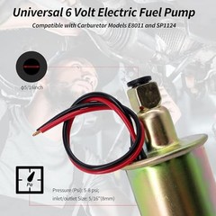 Universal 6 Volt Electric Fuel Pump with Installation Kit Replacement for E8011
