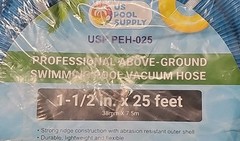 1-1/2&Prime; x 25 Ft Above Ground Swimming Pool Vacuum Hose, Swivel Cuff, Cut to Fit