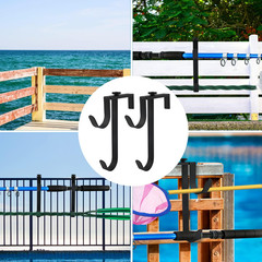 2PCS Double Pool Pole Hooks, Adjustable Thickened Panel Rustproof Pool Fence Hoo