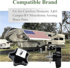 901022 Camper RV Awning Brace Knob with Clamp & Nut Kit, Fit for 2 Pcs
