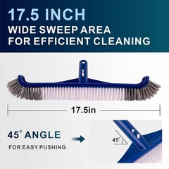 17.5 in Blue Pool Brush Head for Inground & Above-Ground Pools, Durable Clean…