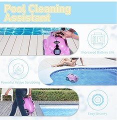 Cordless Robotic Pool Cleaner,Automatic Pool Vacuum Robot up to 2153 sq ft Pink