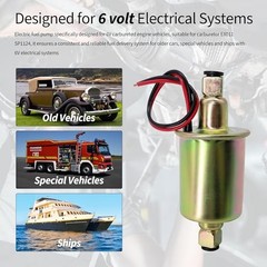 Universal 6 Volt Electric Fuel Pump with Installation Kit Replacement for E8011