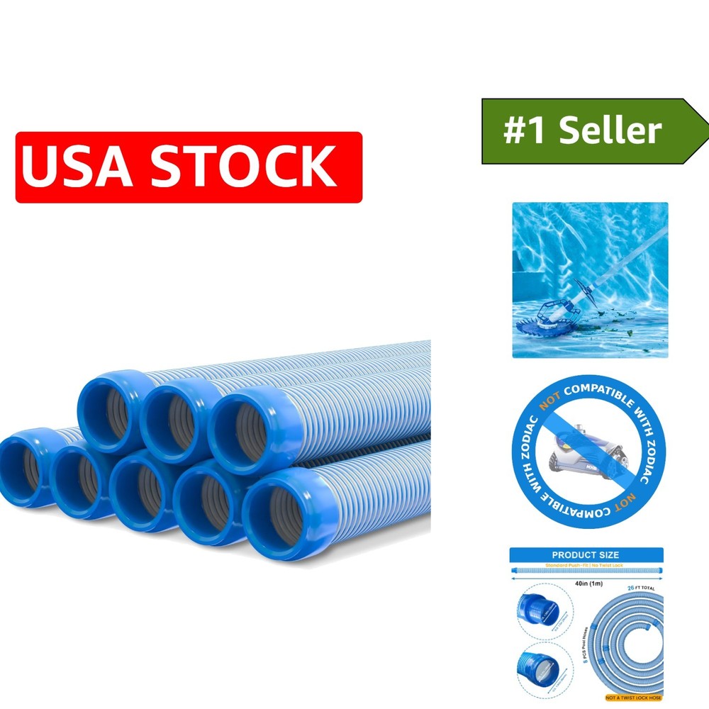 Effortless Pool Maintenance with 26 Feet Vacuum Hose – 1.5 Inch Cuffs Included