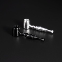 2-Pack Aluminum Alloy Tobacco Pipe Set, 10cm Portable Smoking Black&Silver