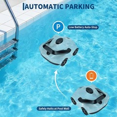 Battery Powered Pool Vacuum Robot 130Min Runtime for Above Ground Pools 860Sq.Ft