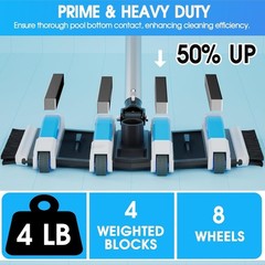 Enhanced Pool Vacuum Head with Direction-Control Handle – 17.5in Extra-Wide 4…