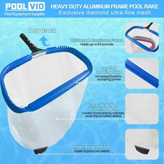 Poolvio 20&Prime; Pool Net Skimmer – Heavy Duty Leaf Net with Aluminum Frame with Diam