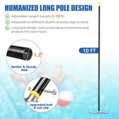 10FT Heavy Duty Pool Brush with Adjustable Pole for Inground & Above Ground