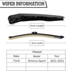 Rear Wiper Arm & Blade Kit,Exact-Fit Replacement for Ford Bronco Sport CX430